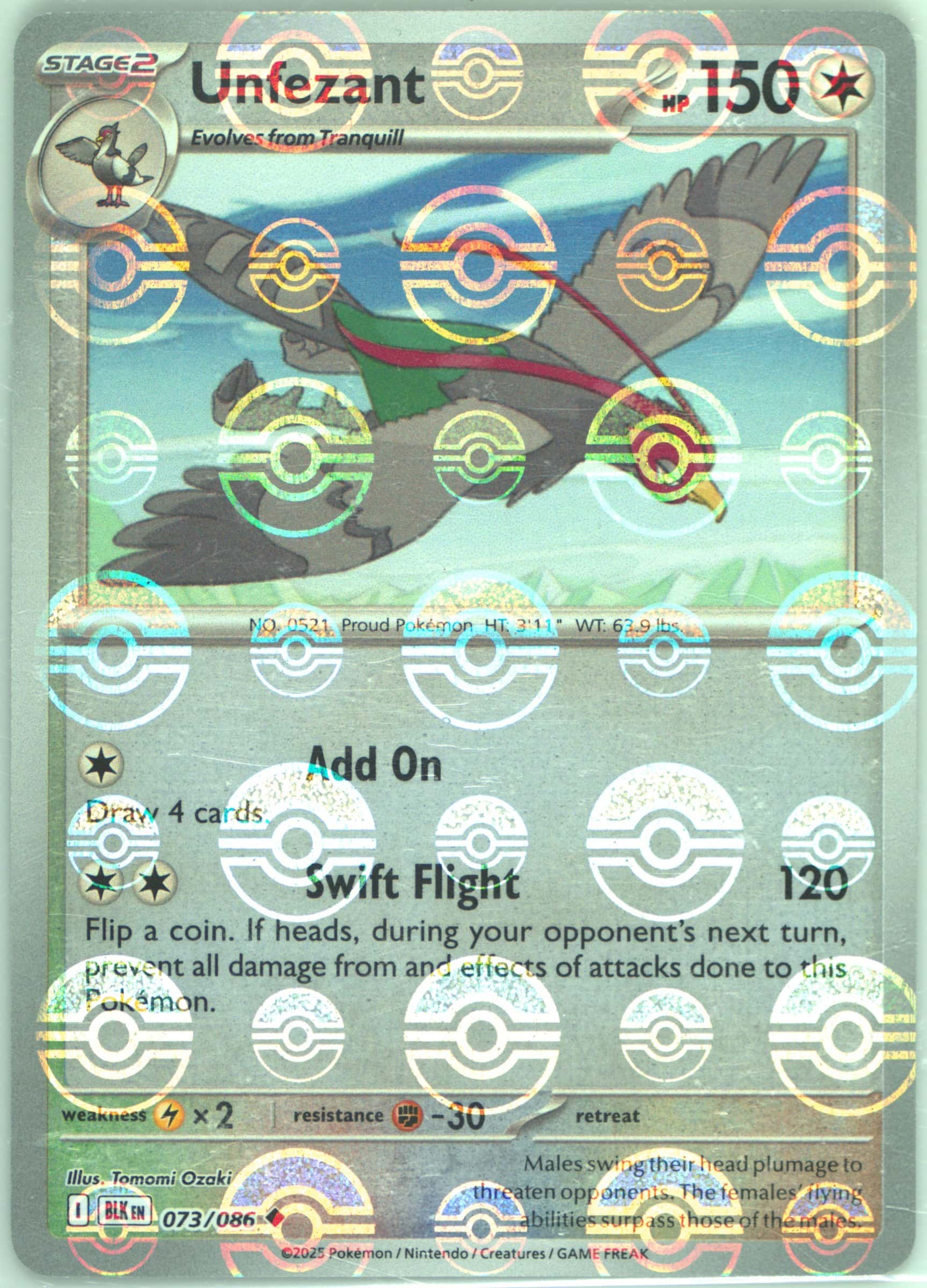 Unfezant (Poke Ball Pattern) 073/086 card from SV: Black Bolt