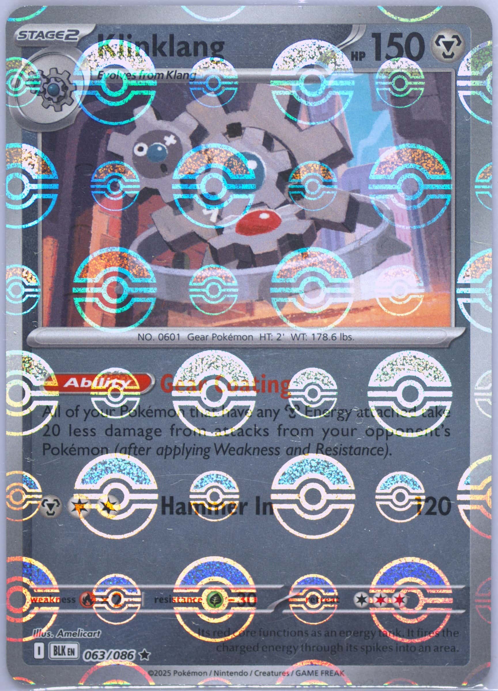 Klinklang (Poke Ball Pattern) 063/086 card from SV: Black Bolt