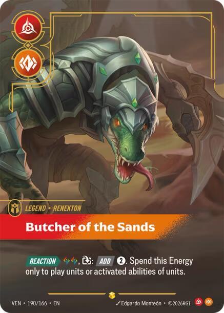 Renekton - Butcher of the Sands (Overnumbered) 190/166 card from Vendetta